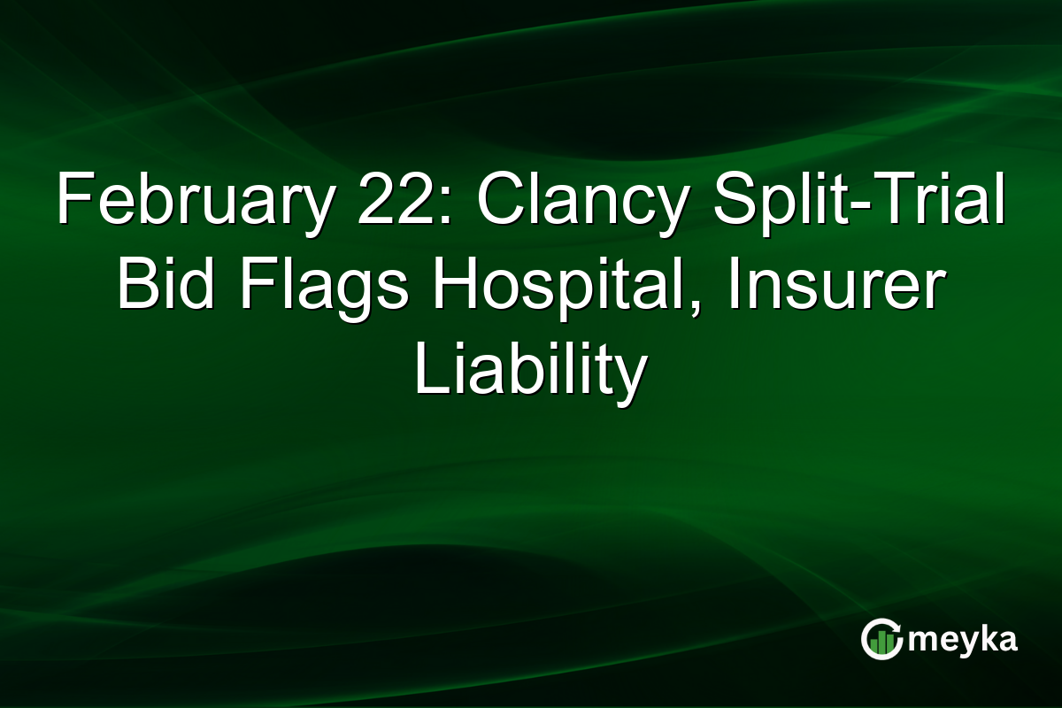 February 22: Clancy Split-Trial Bid Flags Hospital, Insurer Liability