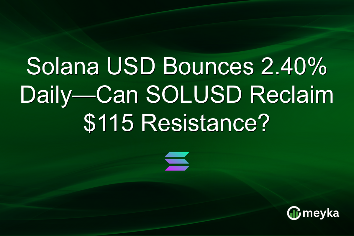 Solana USD Bounces 2.40% Daily—Can SOLUSD Reclaim $115 Resistance?