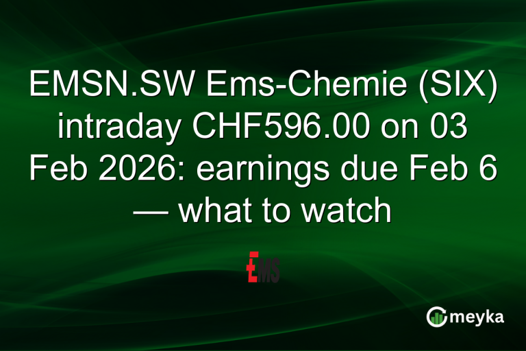 EMSN.SW Ems-Chemie (SIX) intraday CHF596.00 on 03 Feb 2026: earnings due Feb 6 — what to watch