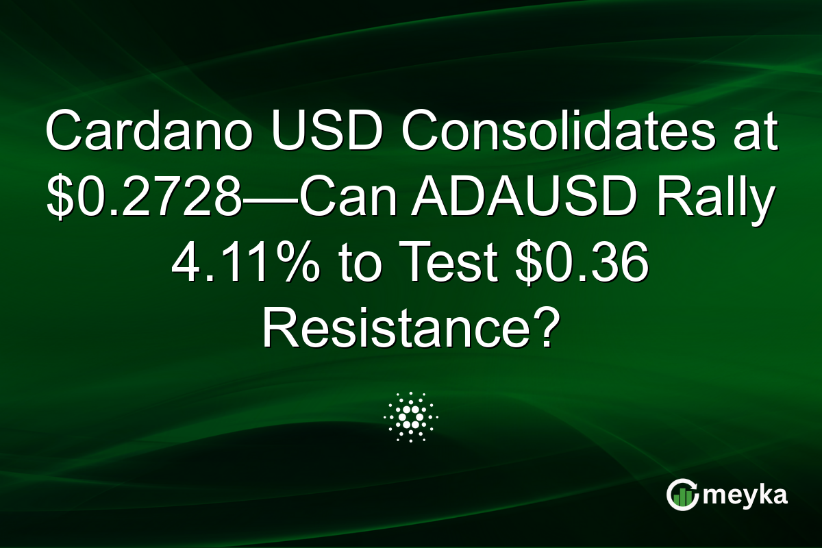 Cardano USD Consolidates at $0.2728—Can ADAUSD Rally 4.11% to Test $0.36 Resistance?