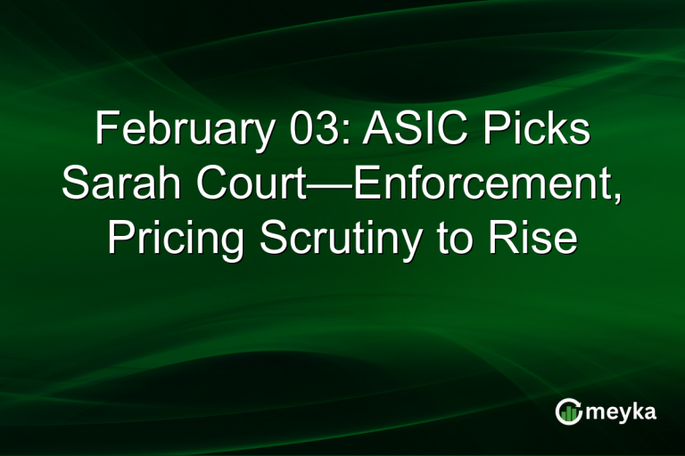February 03: ASIC Picks Sarah Court—Enforcement, Pricing Scrutiny to Rise