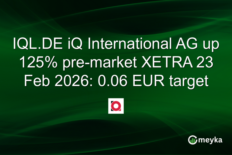 IQL.DE iQ International AG up 125% pre-market XETRA 23 Feb 2026: 0.06 EUR target