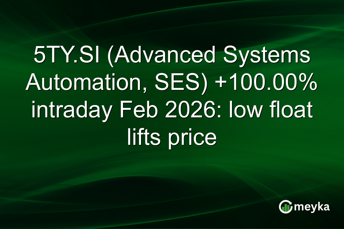 5TY.SI (Advanced Systems Automation, SES) +100.00% intraday Feb 2026: low float lifts price