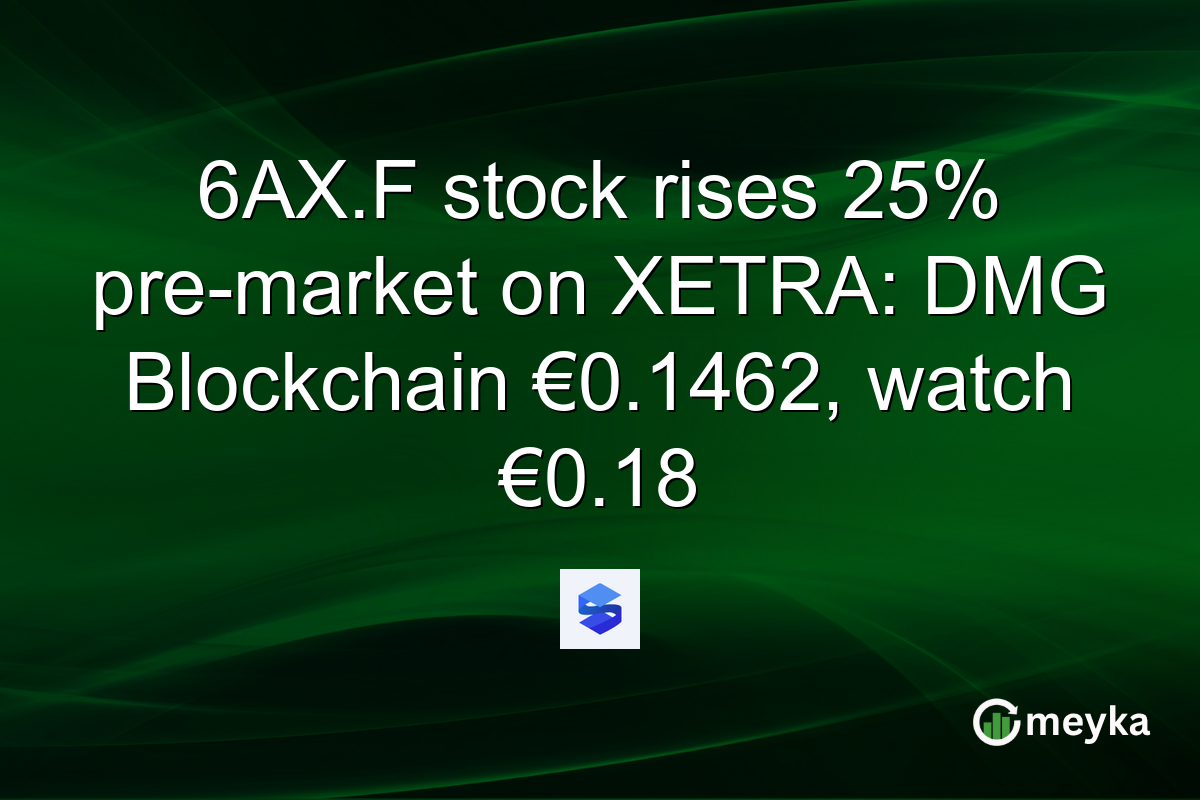 6AX.F stock rises 25% pre-market on XETRA: DMG Blockchain €0.1462, watch €0.18