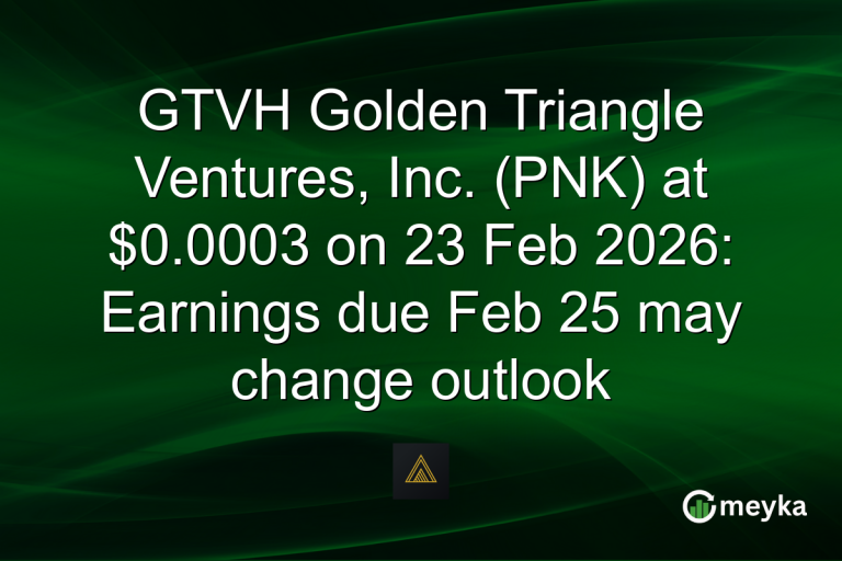 GTVH Golden Triangle Ventures, Inc. (PNK) at $0.0003 on 23 Feb 2026: Earnings due Feb 25 may change outlook