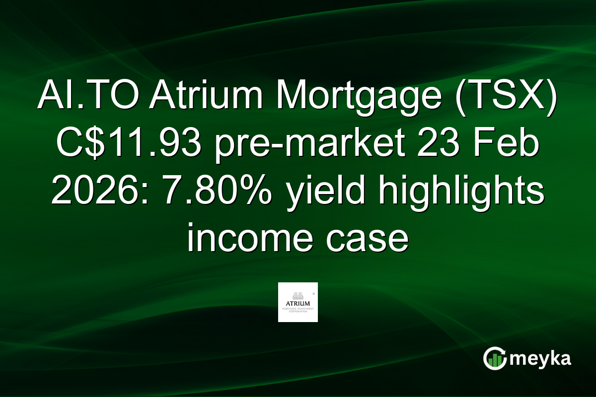 AI.TO Atrium Mortgage (TSX) C$11.93 pre-market 23 Feb 2026: 7.80% yield highlights income case
