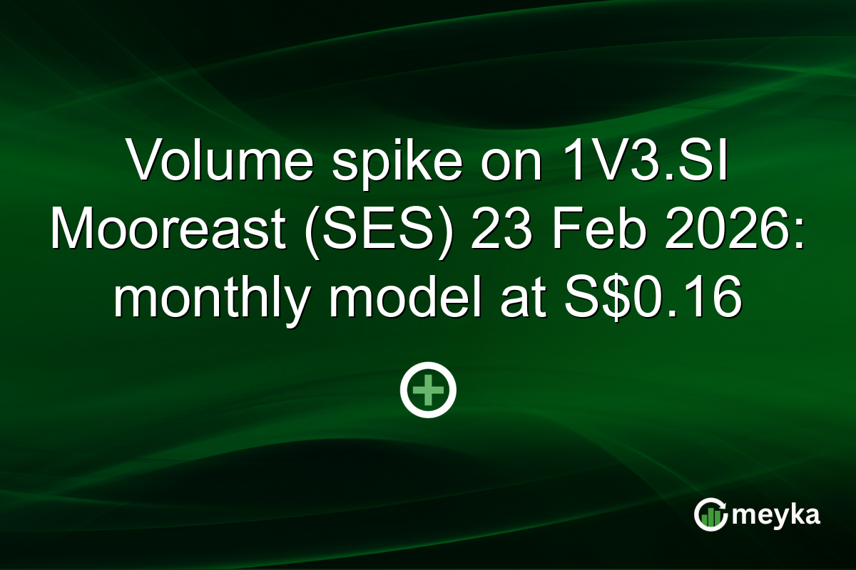 Volume spike on 1V3.SI Mooreast (SES) 23 Feb 2026: monthly model at S$0.16