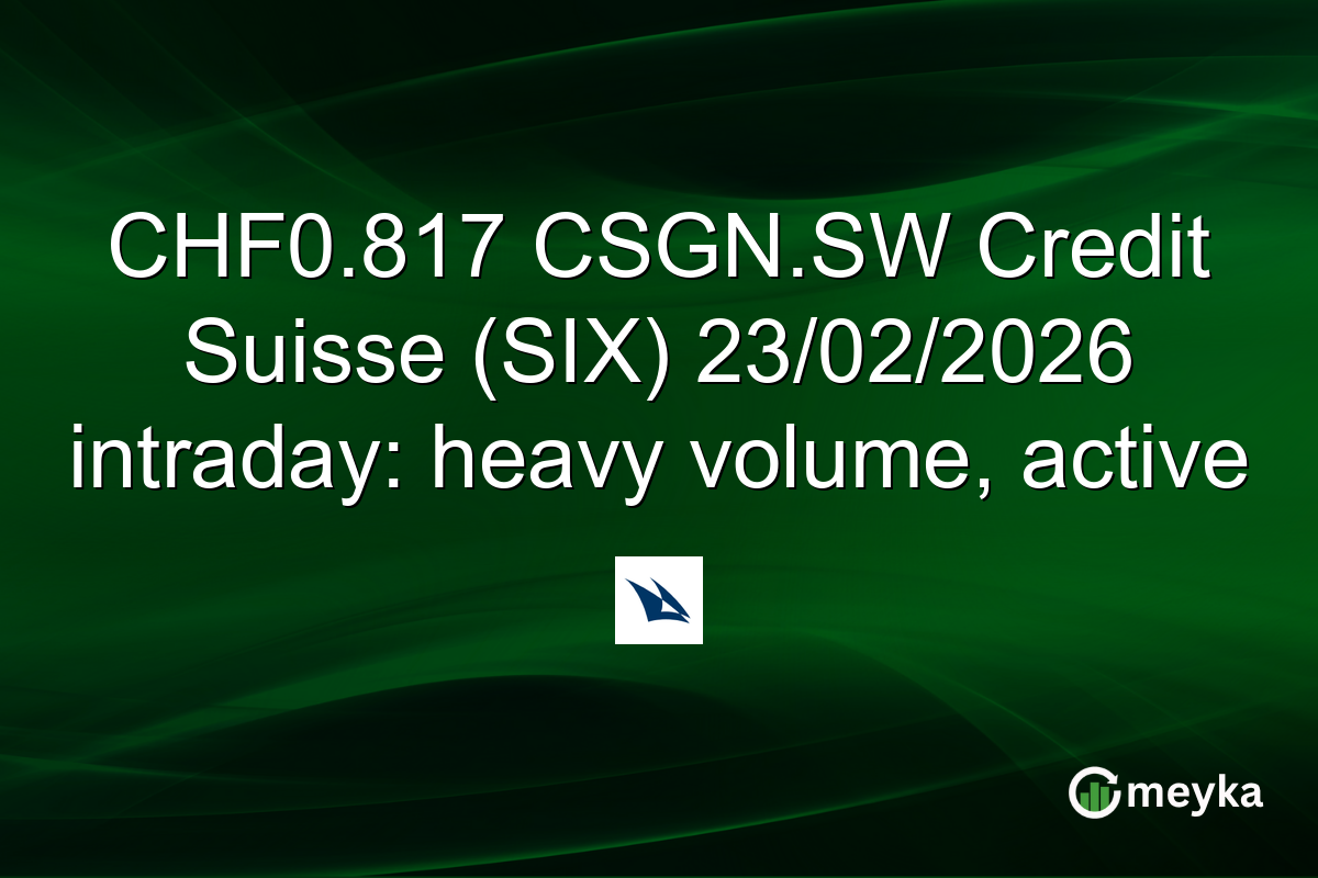 CHF0.817 CSGN.SW Credit Suisse (SIX) 23/02/2026 intraday: heavy volume, active