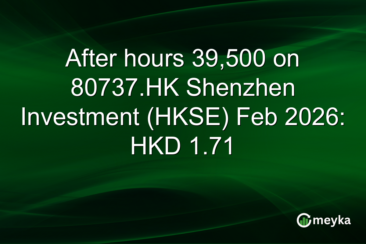After hours 39,500 on 80737.HK Shenzhen Investment (HKSE) Feb 2026: HKD 1.71