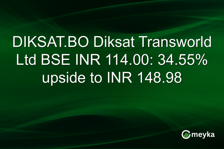 DIKSAT.BO Diksat Transworld Ltd BSE INR 114.00: 34.55% upside to INR 148.98