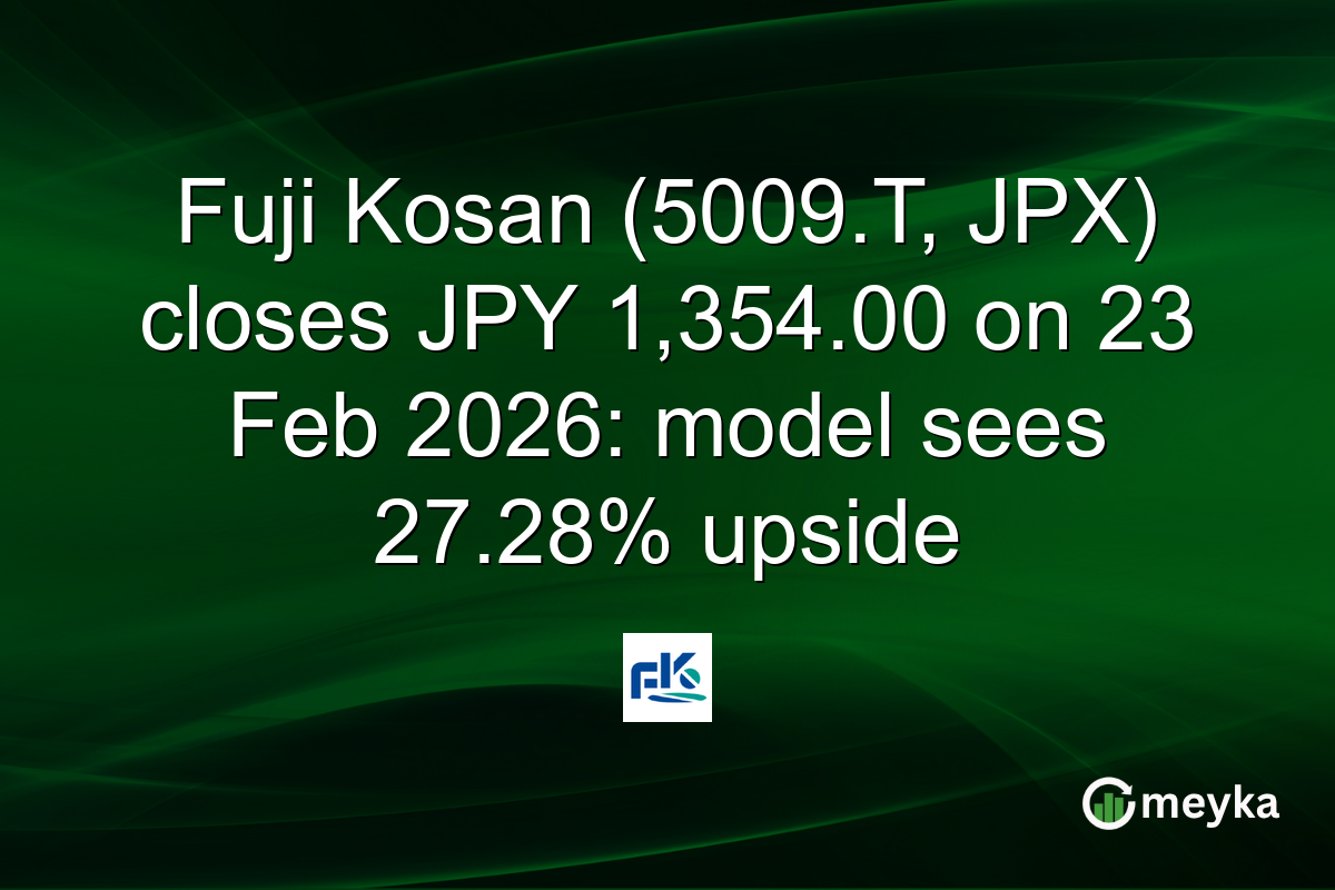 Fuji Kosan (5009.T, JPX) closes JPY 1,354.00 on 23 Feb 2026: model sees 27.28% upside