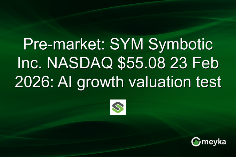 Pre-market: SYM Symbotic Inc. NASDAQ $55.08 23 Feb 2026: AI growth valuation test