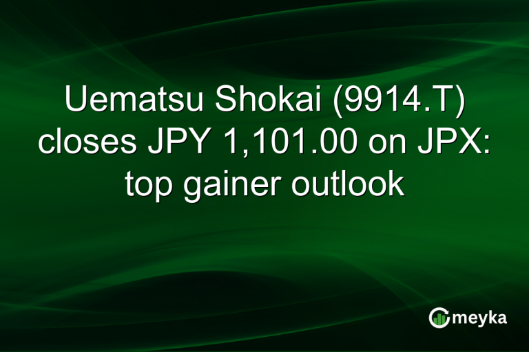 Uematsu Shokai (9914.T) closes JPY 1,101.00 on JPX: top gainer outlook