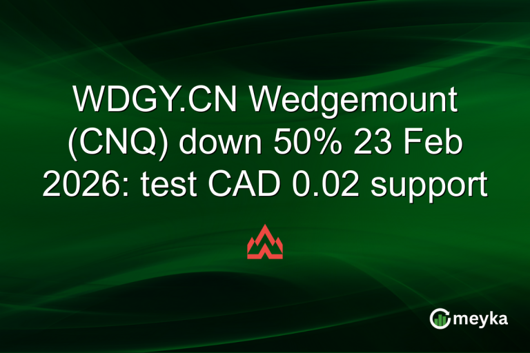 WDGY.CN Wedgemount (CNQ) down 50% 23 Feb 2026: test CAD 0.02 support