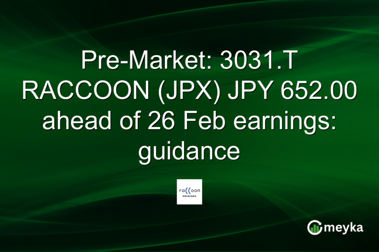 Pre-Market: 3031.T RACCOON (JPX) JPY 652.00 ahead of 26 Feb earnings: guidance