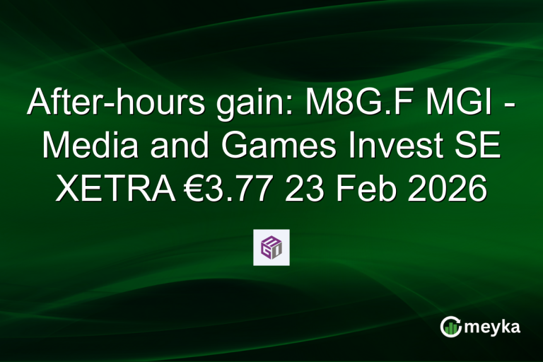 After-hours gain: M8G.F MGI - Media and Games Invest SE XETRA €3.77 23 Feb 2026