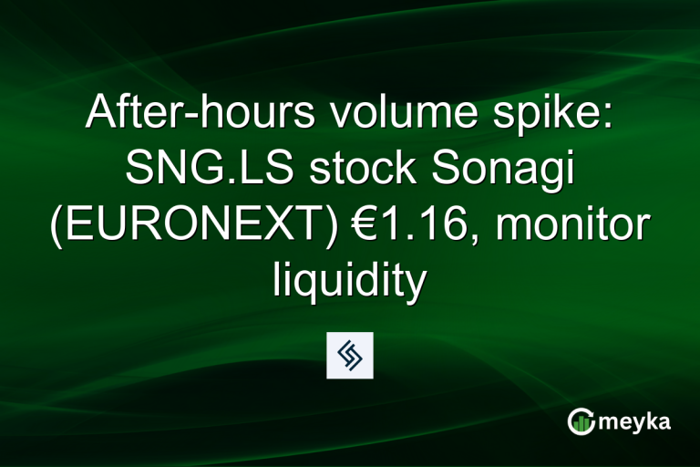 After-hours volume spike: SNG.LS stock Sonagi (EURONEXT) €1.16, monitor liquidity