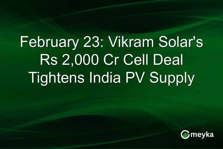 February 23: Vikram Solar's Rs 2,000 Cr Cell Deal Tightens India PV Supply