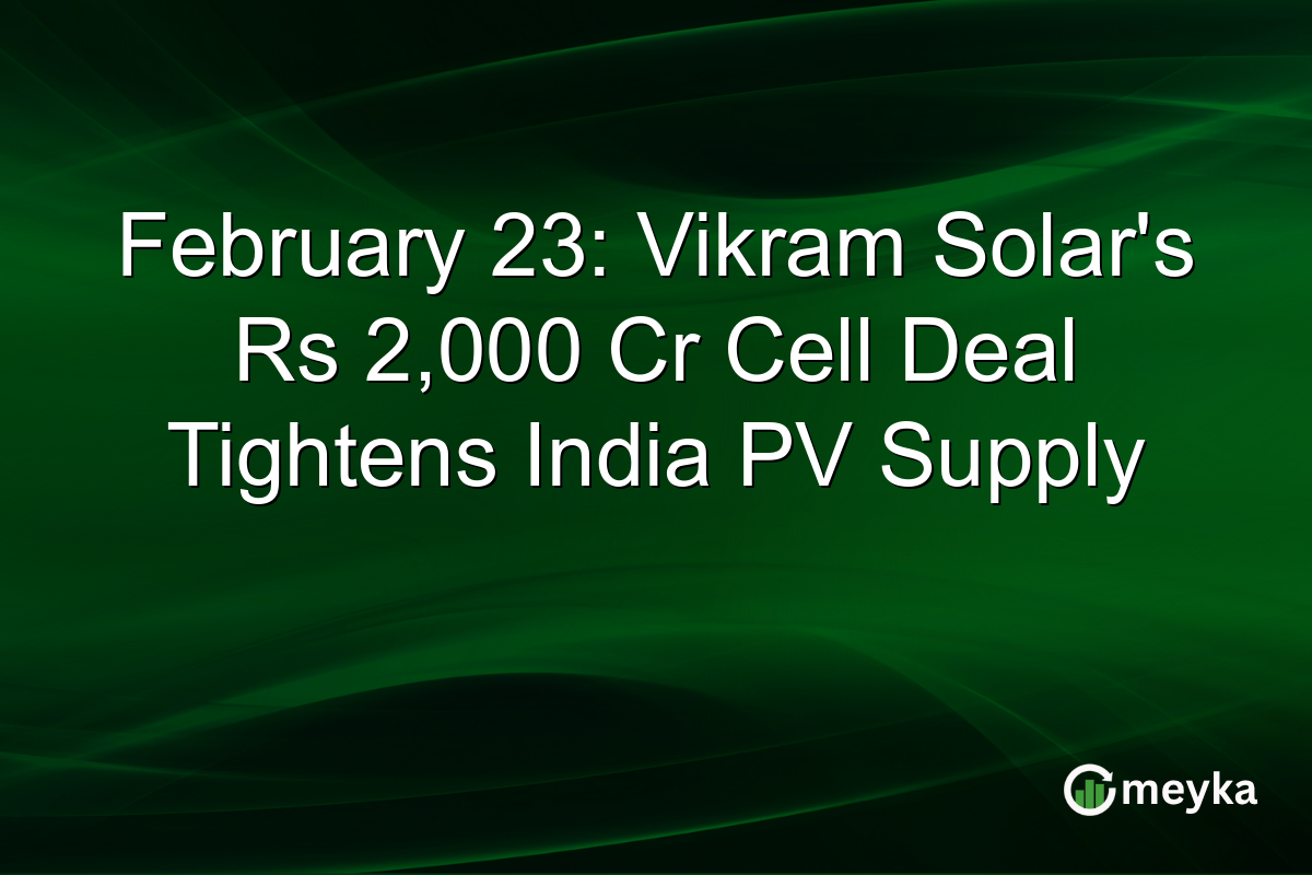 February 23: Vikram Solar’s Rs 2,000 Cr Cell Deal Tightens India PV Supply