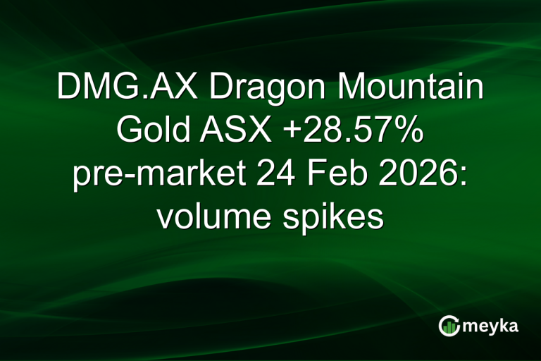 DMG.AX Dragon Mountain Gold ASX +28.57% pre-market 24 Feb 2026: volume spikes