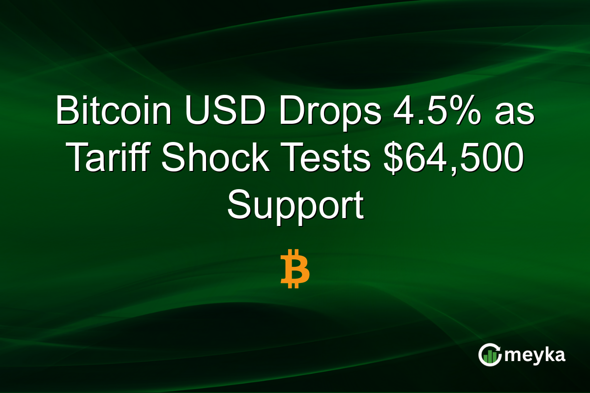 Bitcoin USD Drops 4.5% as Tariff Shock Tests $64,500 Support