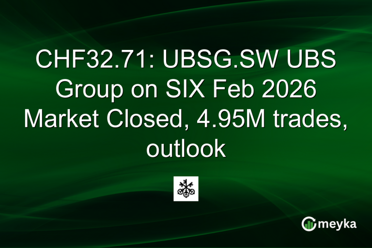 CHF32.71: UBSG.SW UBS Group on SIX Feb 2026 Market Closed, 4.95M trades, outlook