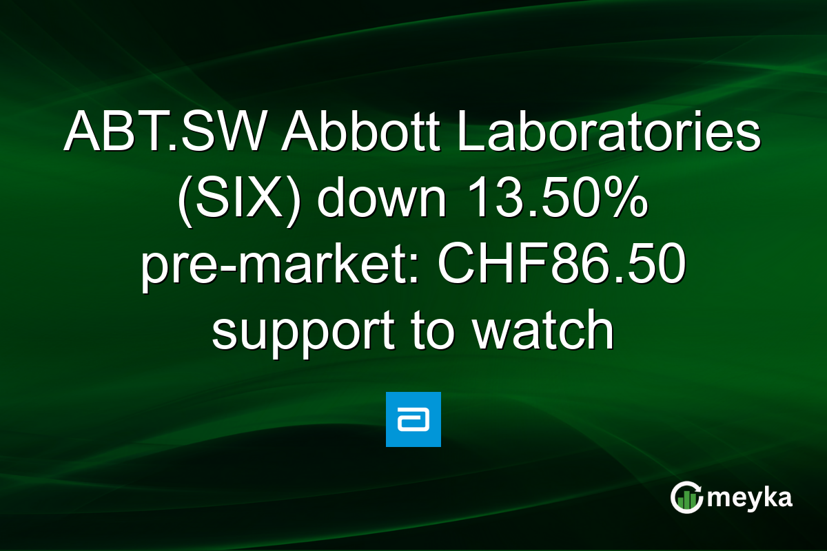 ABT.SW Abbott Laboratories (SIX) down 13.50% pre-market: CHF86.50 support to watch