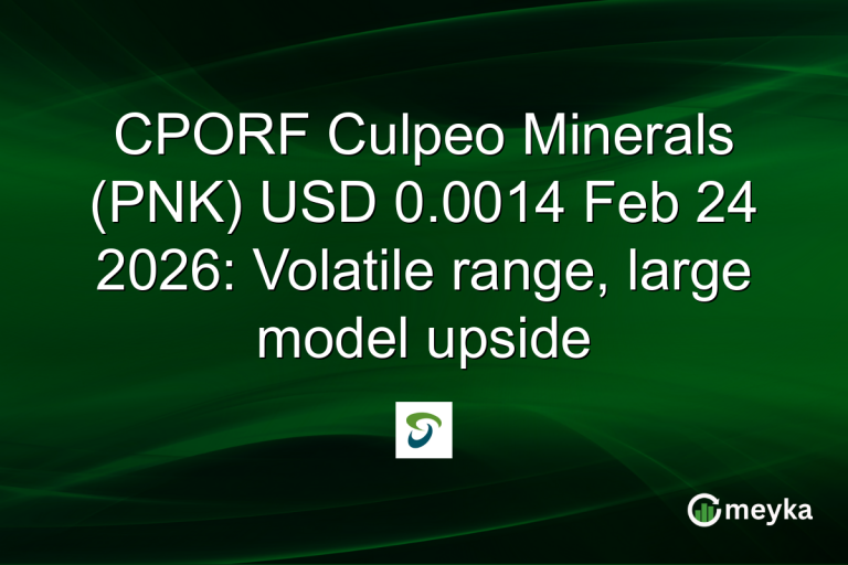 CPORF Culpeo Minerals (PNK) USD 0.0014 Feb 24 2026: Volatile range, large model upside