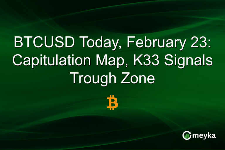 BTCUSD Today, February 23: Capitulation Map, K33 Signals Trough Zone