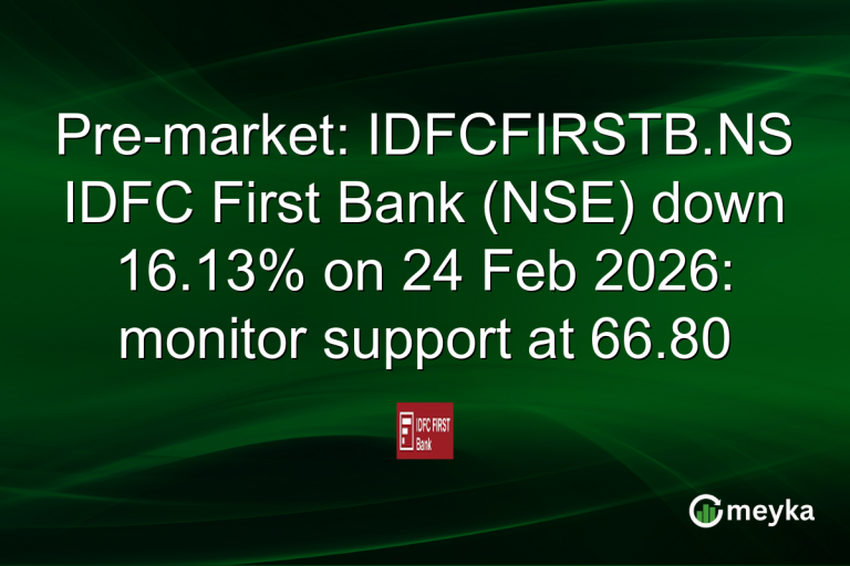 Pre-market: IDFCFIRSTB.NS IDFC First Bank (NSE) down 16.13% on 24 Feb 2026: monitor support at 66.80