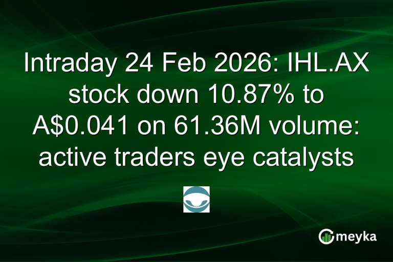 Intraday 24 Feb 2026: IHL.AX stock down 10.87% to A$0.041 on 61.36M volume: active traders eye catalysts
