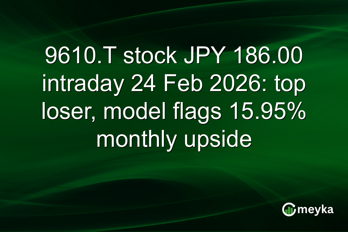 9610.T stock JPY 186.00 intraday 24 Feb 2026: top loser, model flags 15.95% monthly upside