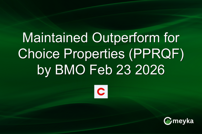 Maintained Outperform for Choice Properties (PPRQF) by BMO Feb 23 2026
