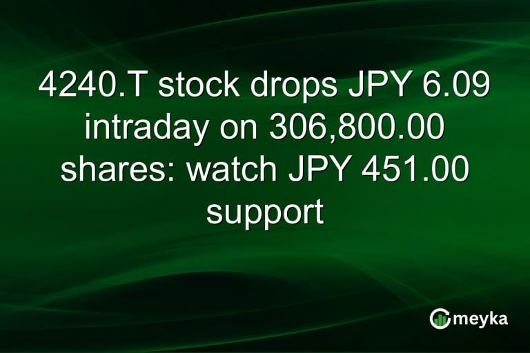 4240.T stock drops JPY 6.09 intraday on 306,800.00 shares: watch JPY 451.00 support