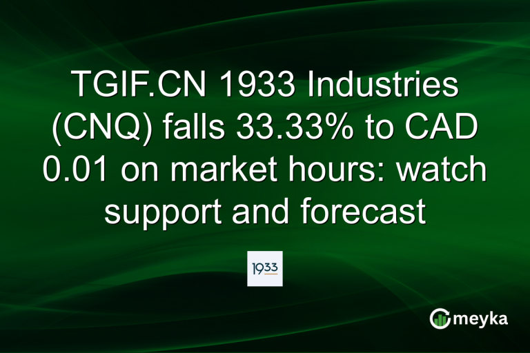 TGIF.CN 1933 Industries (CNQ) falls 33.33% to CAD 0.01 on market hours: watch support and forecast