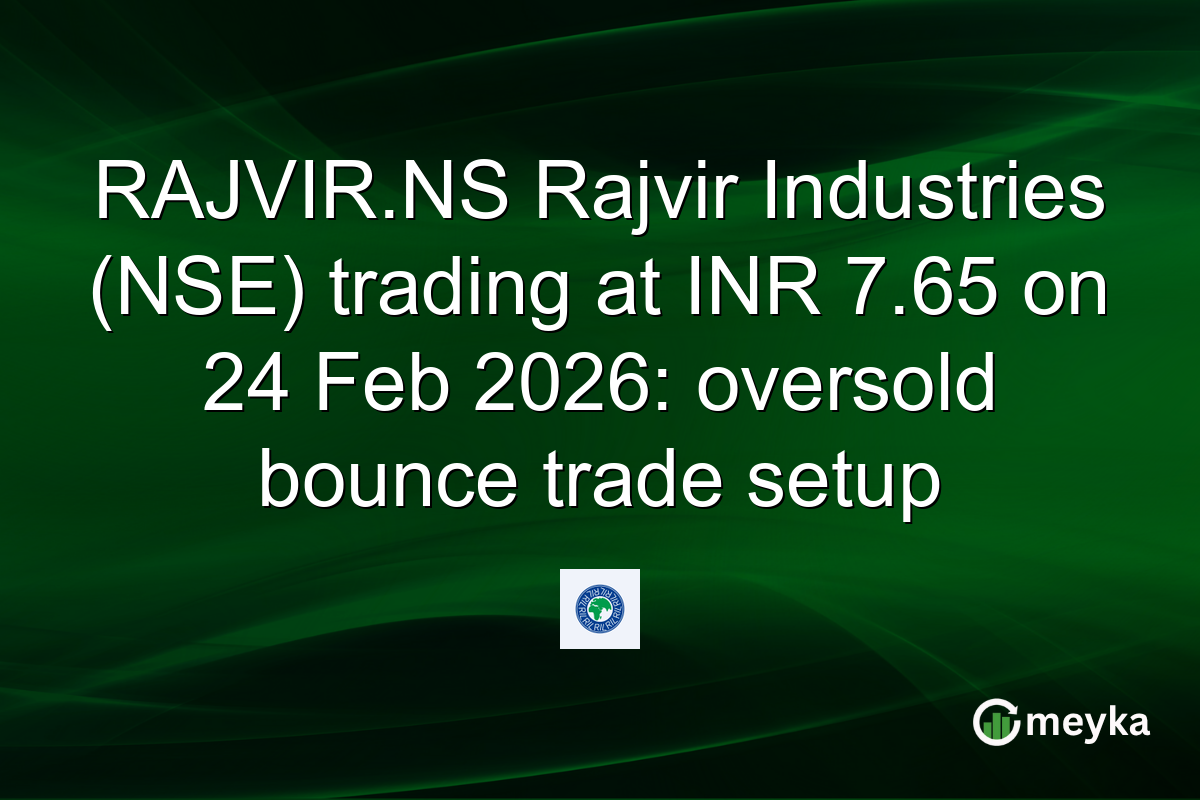RAJVIR.NS Rajvir Industries (NSE) trading at INR 7.65 on 24 Feb 2026: oversold bounce trade setup