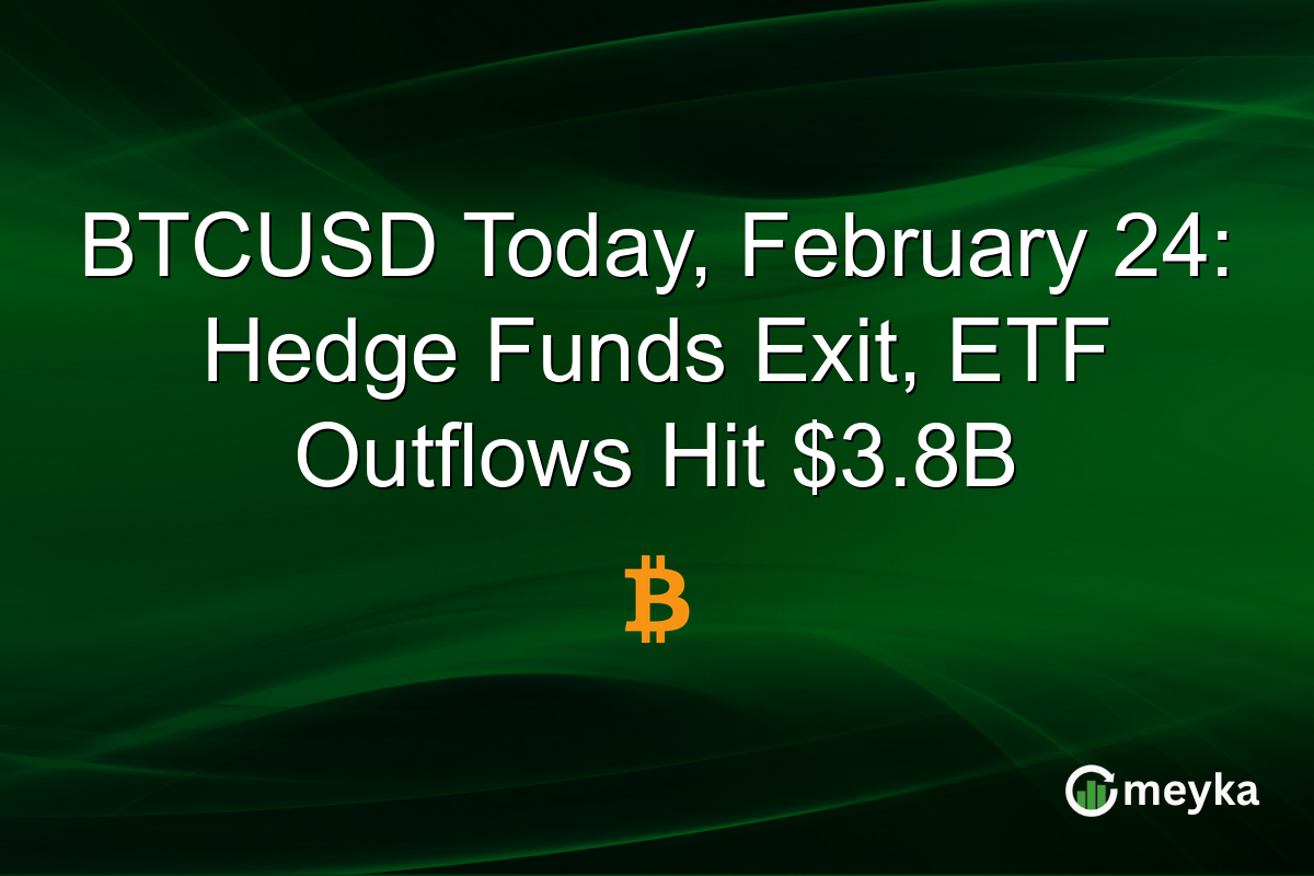 BTCUSD Today, February 24: Hedge Funds Exit, ETF Outflows Hit $3.8B
