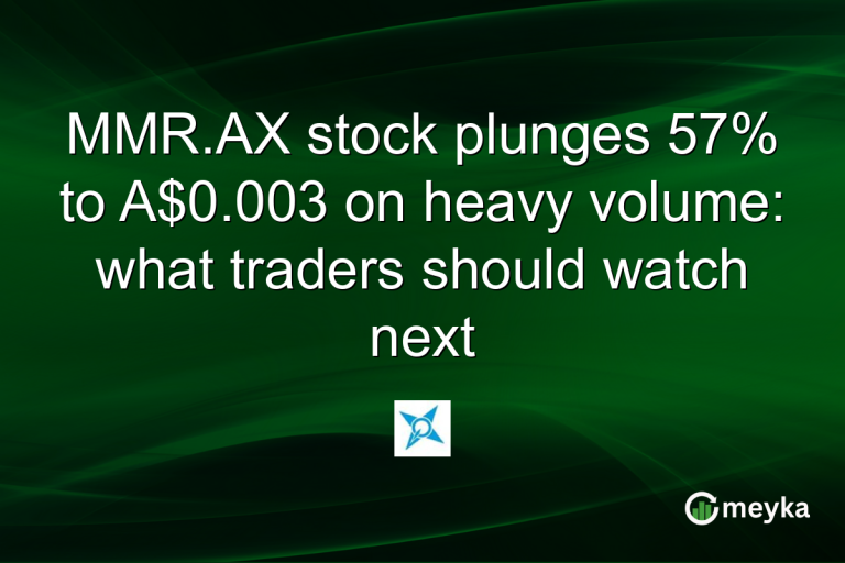 MMR.AX stock plunges 57% to A$0.003 on heavy volume: what traders should watch next