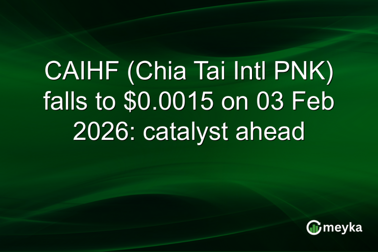 CAIHF (Chia Tai Intl PNK) falls to $0.0015 on 03 Feb 2026: catalyst ahead