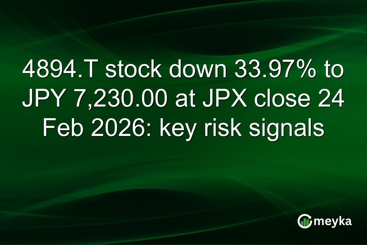 4894.T stock down 33.97% to JPY 7,230.00 at JPX close 24 Feb 2026: key risk signals