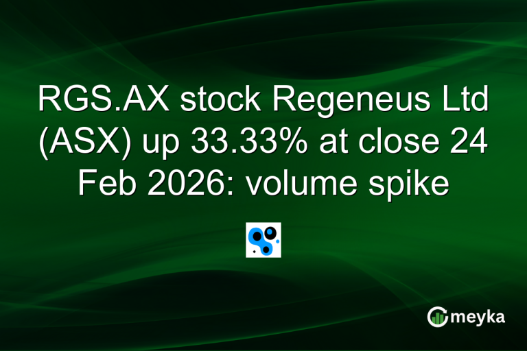 RGS.AX stock Regeneus Ltd (ASX) up 33.33% at close 24 Feb 2026: volume spike