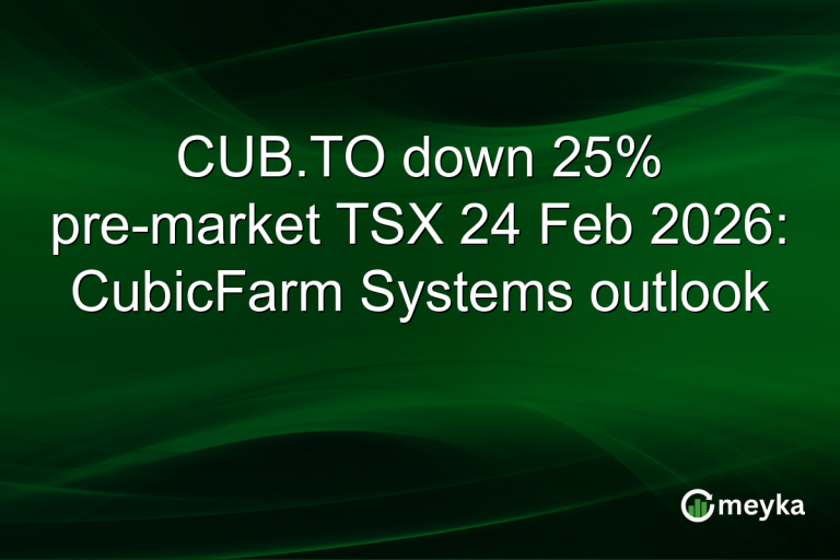 CUB.TO down 25% pre-market TSX 24 Feb 2026: CubicFarm Systems outlook