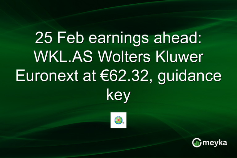 25 Feb earnings ahead: WKL.AS Wolters Kluwer Euronext at €62.32, guidance key