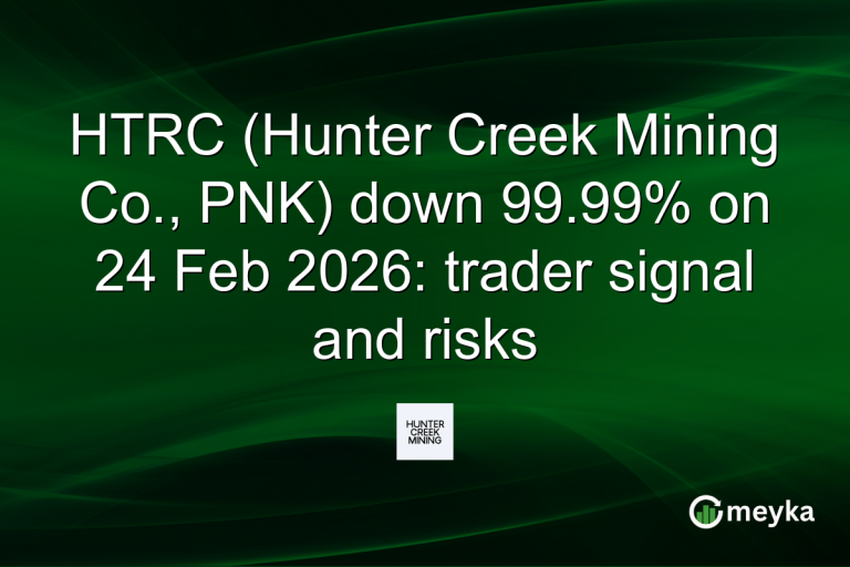HTRC (Hunter Creek Mining Co., PNK) down 99.99% on 24 Feb 2026: trader signal and risks