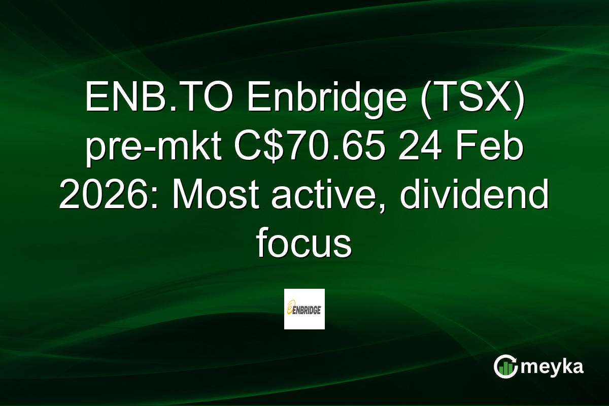 ENB.TO Enbridge (TSX) pre-mkt C$70.65 24 Feb 2026: Most active, dividend focus