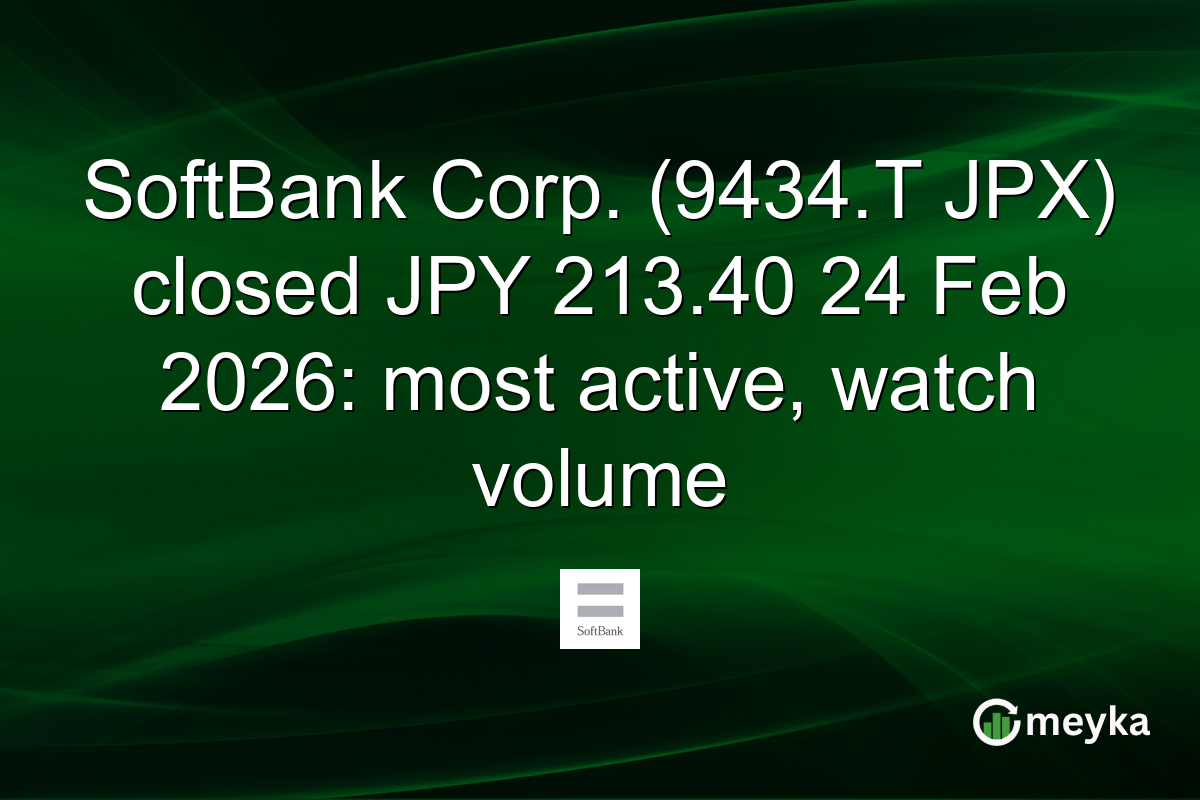 SoftBank Corp. (9434.T JPX) closed JPY 213.40 24 Feb 2026: most active, watch volume