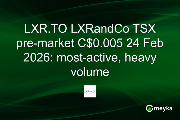 LXR.TO LXRandCo TSX pre-market C$0.005 24 Feb 2026: most-active, heavy volume