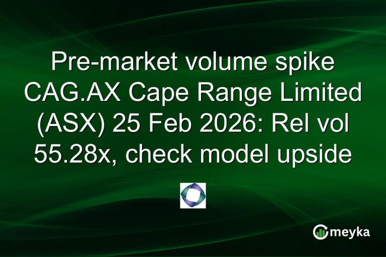 Pre-market volume spike CAG.AX Cape Range Limited (ASX) 25 Feb 2026: Rel vol 55.28x, check model upside