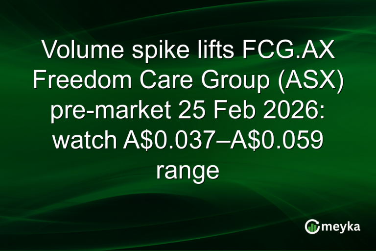 Volume spike lifts FCG.AX Freedom Care Group (ASX) pre-market 25 Feb 2026: watch A$0.037–A$0.059 range