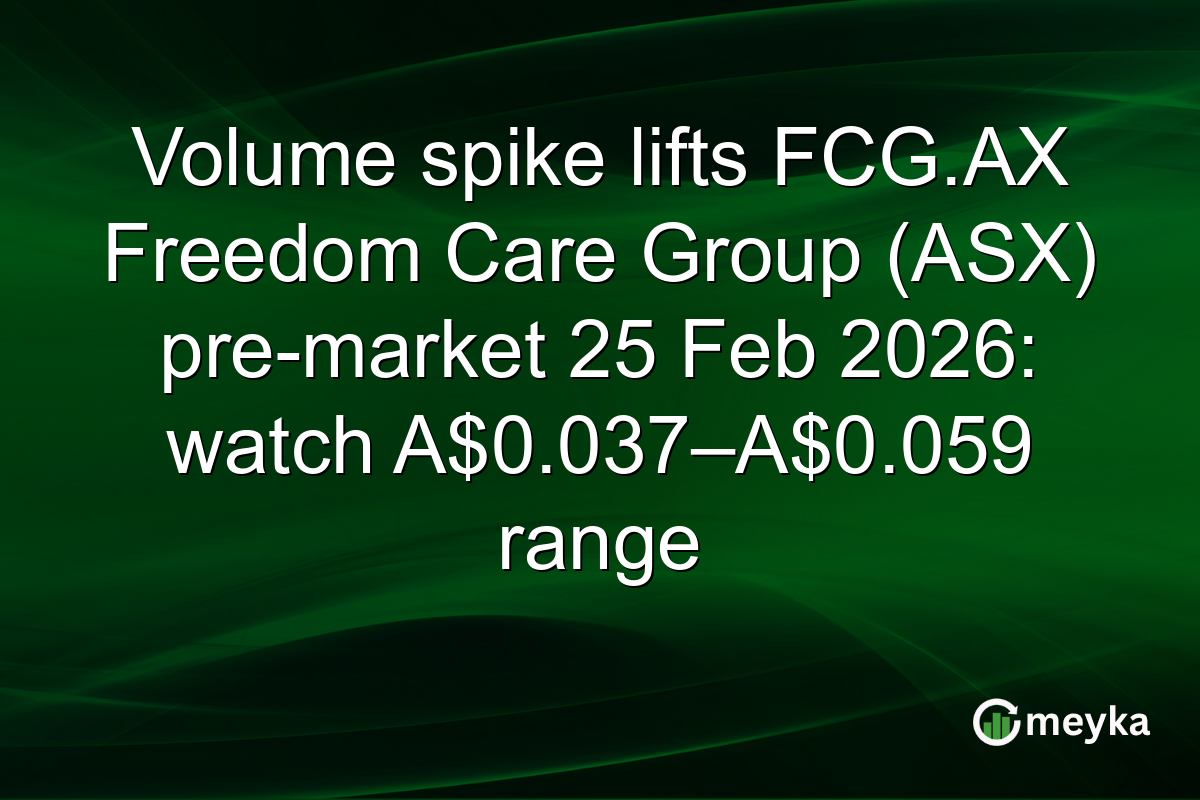 Volume spike lifts FCG.AX Freedom Care Group (ASX) pre-market 25 Feb 2026: watch A$0.037–A$0.059 range